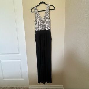 Kayleigh Black and White Striped Jumpsuit‎ size medium